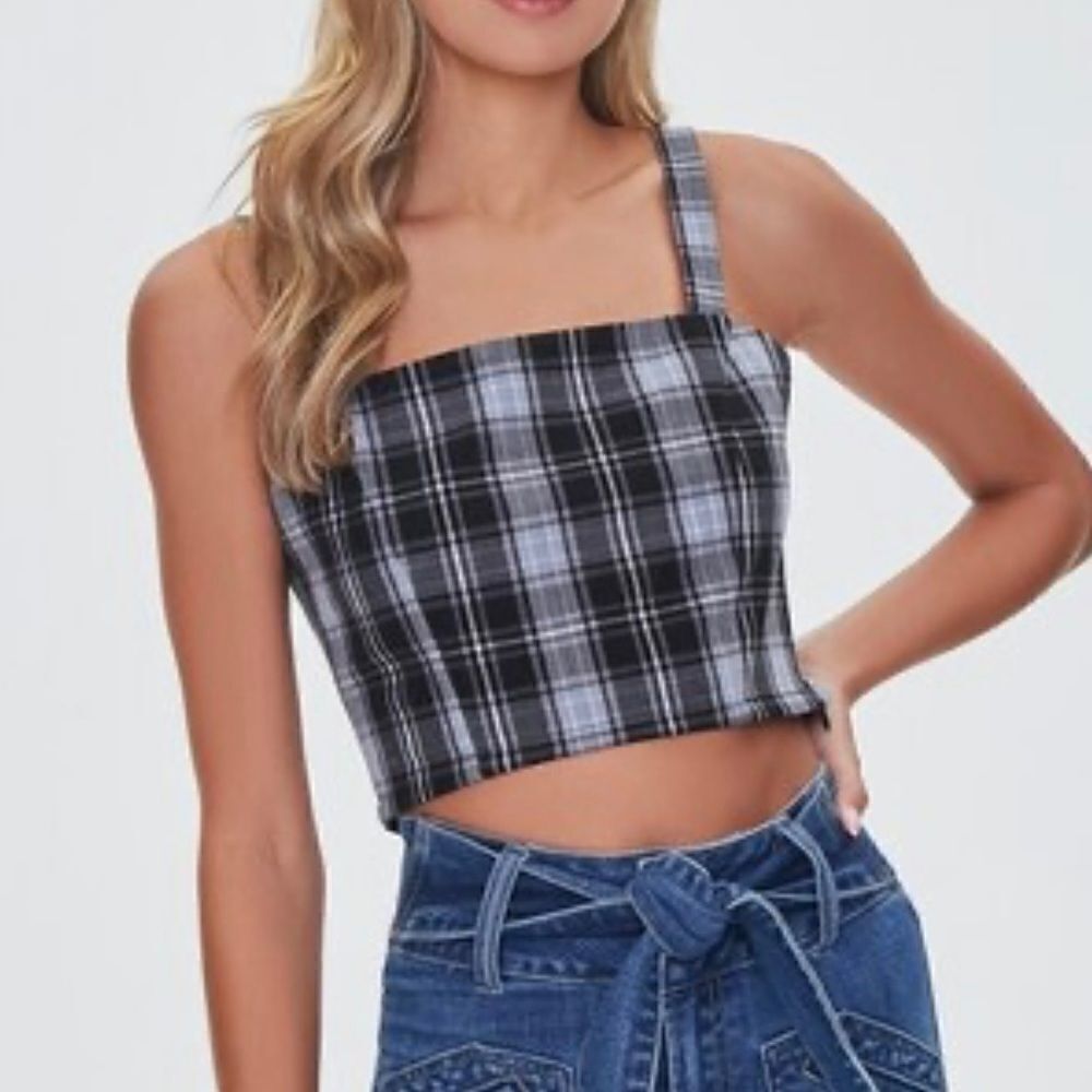 FOREVER 21 Plaid Crop Top Sleeveless Women’s Size S